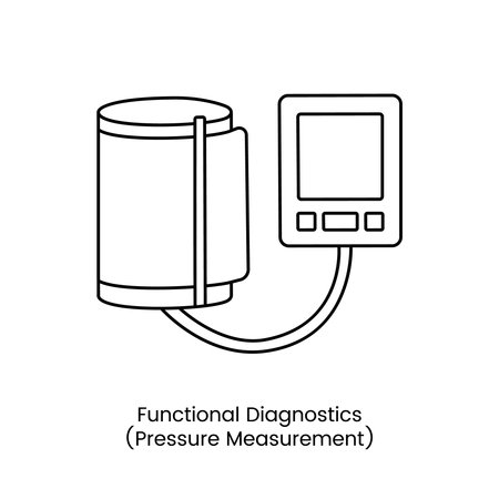 Line icon in vector blood pressure measuring device, functional diagnostics, tonometer illustration.のイラスト素材