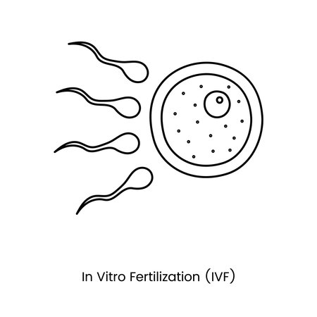 The egg is unfertilized and the sperm are an icon line in the vector, artificial insemination...