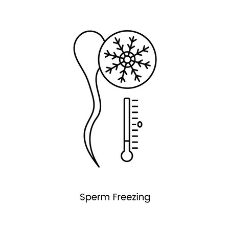 Freezing sperm icon line in vector, illustration of sperm and snowflake.のイラスト素材