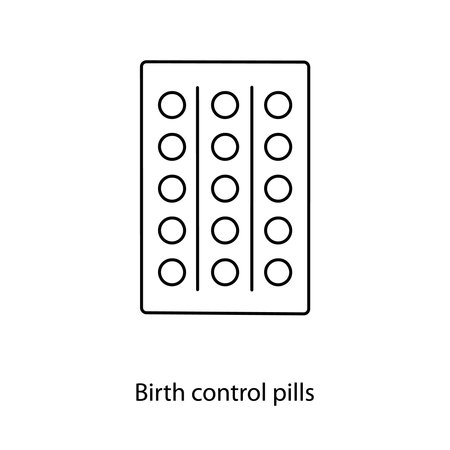 Contraceptive method from pregnancy contraceptive pills, line icon in vector.のイラスト素材
