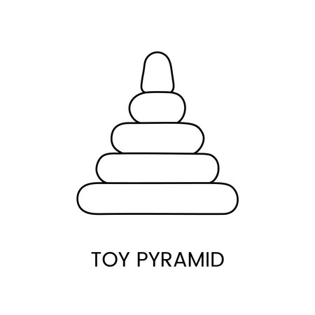 Toys for kids, childrens pyramid line icon in vector, illustration for kids online store.のイラスト素材
