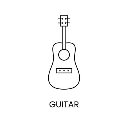 Musical instruments, guitar line icon in vector, illustration for kids online store.のイラスト素材