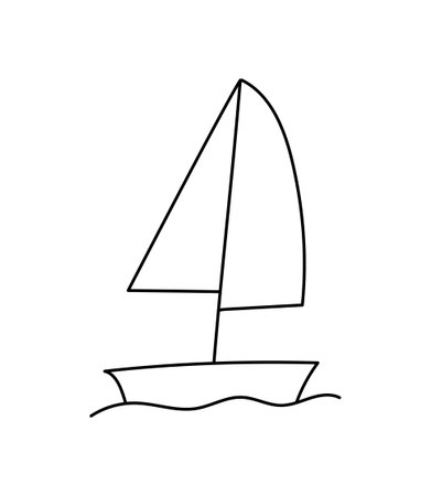 Sailboat line icon in vector, illustration of a boat in the water.のイラスト素材
