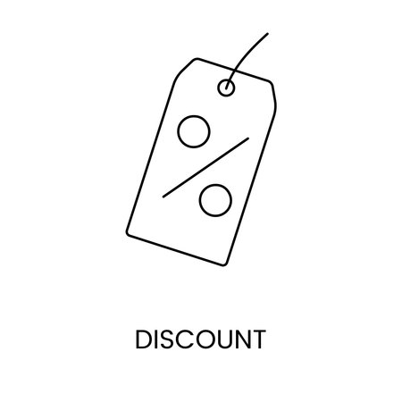 Label with percent sign line icon in vector, illustration for kids online store.のイラスト素材