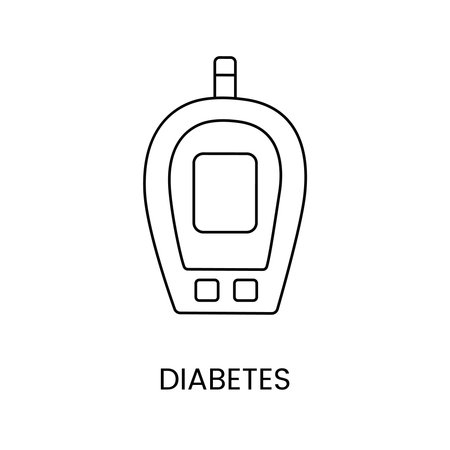 Blood sugar measuring device line icon in vector, medical equipment illustration for diabetes mellitus.のイラスト素材
