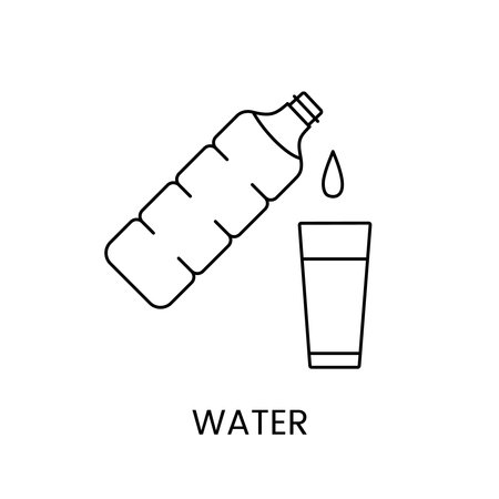 Water line icon in vector, bottle and glass illustration.のイラスト素材