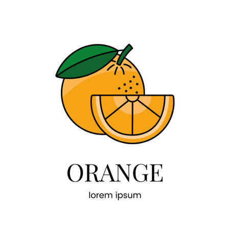 Orange citrus fruit vector line icon designed for food packaging and allergen warnings.のイラスト素材