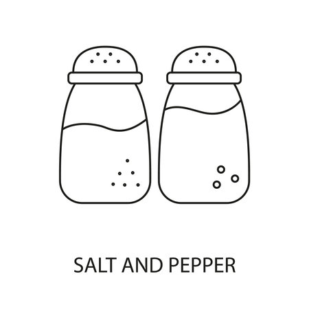 Salt and pepper line icon vector for marks on food packagingのイラスト素材