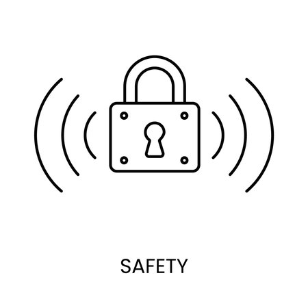Contactless payment line vector icon security, padlockのイラスト素材