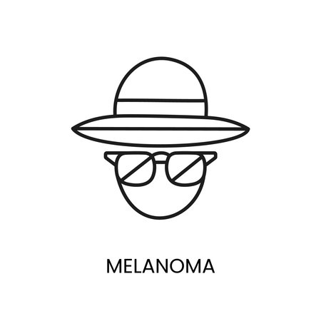 Skin cancer melanoma line icon vector prevention of cancer malignant diseaseのイラスト素材