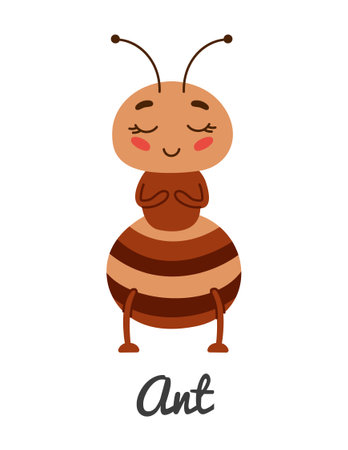 Cute cartoon insect ant, vector illustration for children bookのイラスト素材