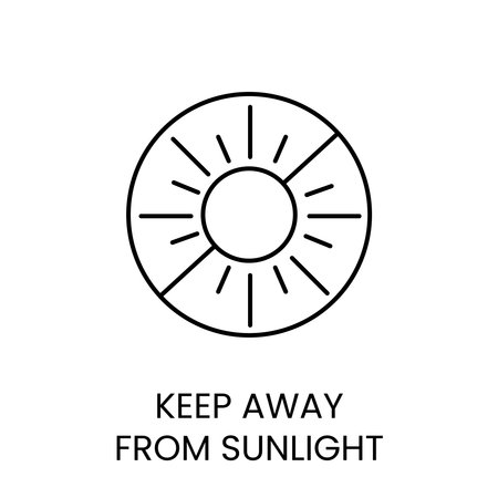 Keep away from sunlight line icon in vector with editable stroke for packagingのイラスト素材