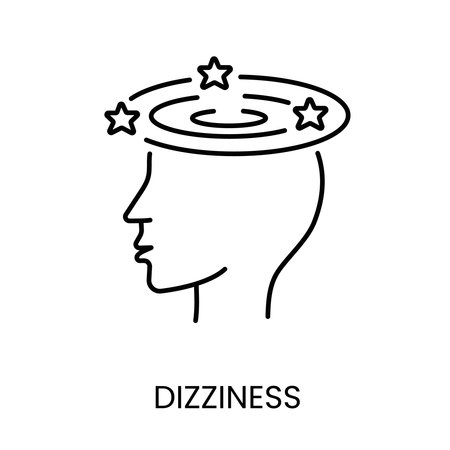 Diabetes symptom dizziness line vector icon with editable strokeのイラスト素材