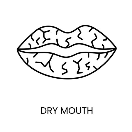 Diabetes symptom dry mouth line vector icon with editable strokeのイラスト素材