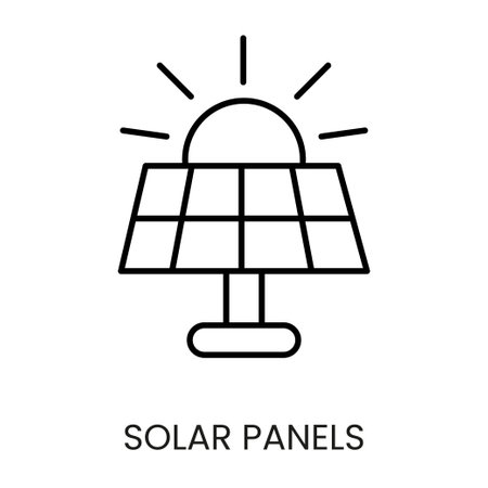Solar panels line vector icon for packaging on cctv camera with editable strokeのイラスト素材