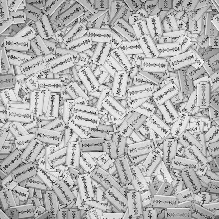 Razor blades background, 3D render of hundreds of razor bladesの写真素材