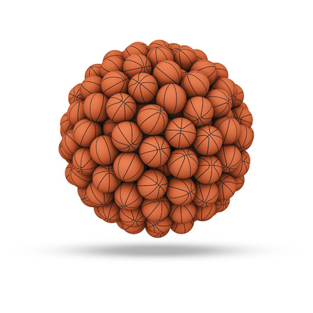 Basketball sphere, 3D render of basketballs forming sphereの写真素材