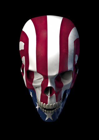 American horror v2  3D render of skull decorated with USA flagの写真素材