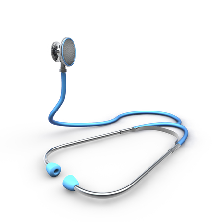 Stethoscope raising it's head  3D render of stethoscope rising from white surfaceの写真素材