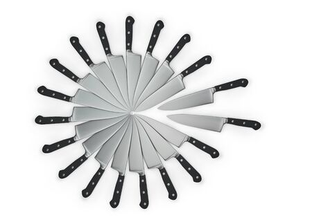 Chef knife eye  3d render of chef knives forming eyeの写真素材