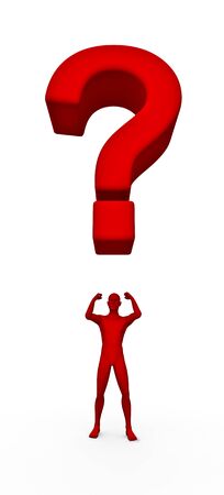 Question man  3D render of male figure and question markの写真素材