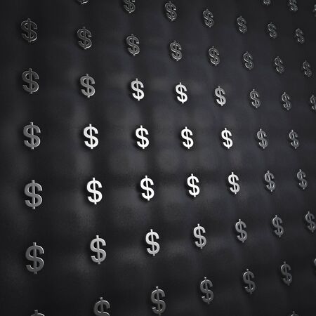 Luxury dollar silver background  3D render of leather upholstery with dollar symbols for buttonsの写真素材
