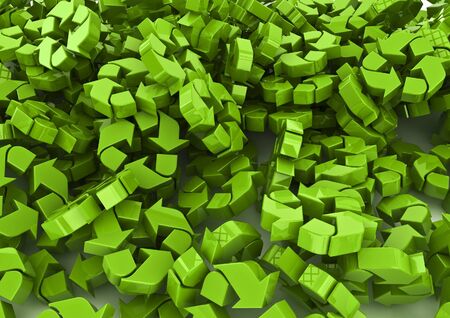 Pile of recycling symbols  3D render of recycling symbolsの写真素材