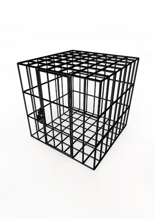 Cage  3D render of metal cageの写真素材