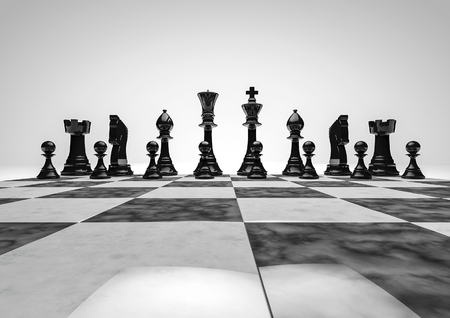 Chess game  3D render of chess piecesの写真素材