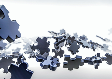 Puzzle background  3D render of puzzle piecesの写真素材