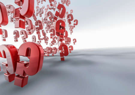 Tumbling questions marks  3D render of questions mark symbolsの写真素材