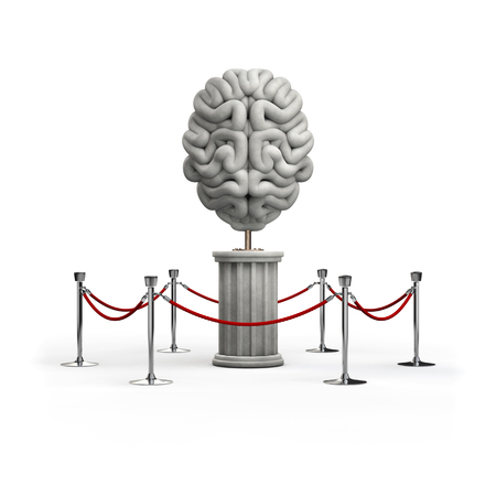The brain exhibit / 3D render of brain sculptureの写真素材