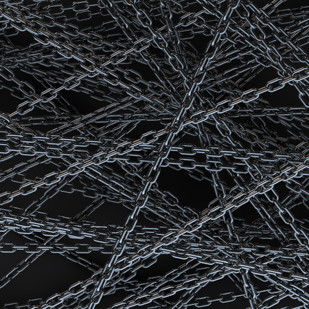 Chrome chain background / 3D illustration of heavy chrome chainsの写真素材