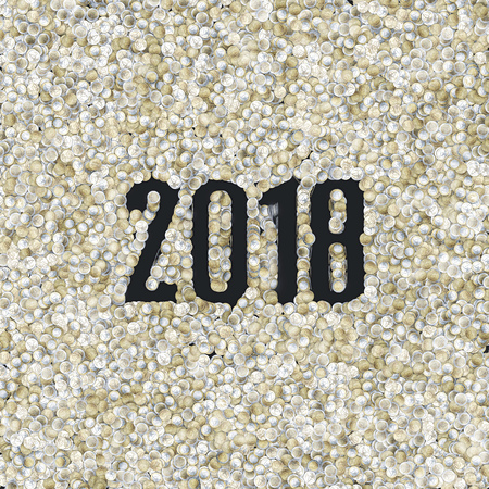 Euro coins 2018 / 3D illustration of thousands of one euro, two euro and 50 euro cent coins forming...