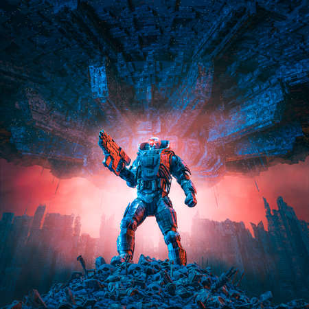 Cyberpunk soldier city warfare