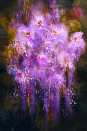 abstract purple flower,digital paintingの写真素材