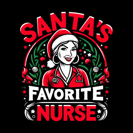 Santa's Favorite Nurse T-shirt Design Vectorのイラスト素材