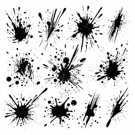 Set of black ink splashes isolated on white background. Vector illustration.のイラスト素材