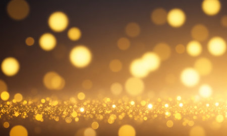 Golden bokeh abstract background. Festive defocused lights.の素材