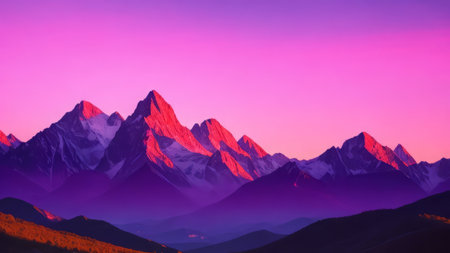 Mountain landscape at sunset.の素材