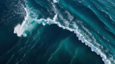 Beautiful sea waves. Aerial view of ocean waves. Top viewの素材