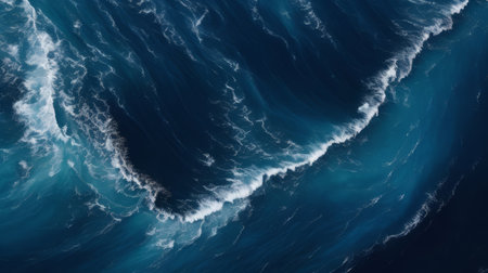 Blue sea wave with white foam on it.の素材