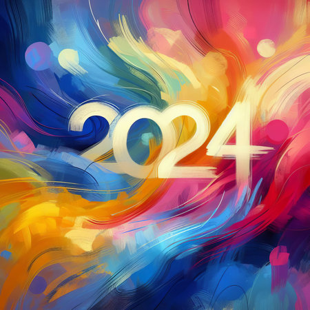 New year 2024. Abstract colorful background.の素材