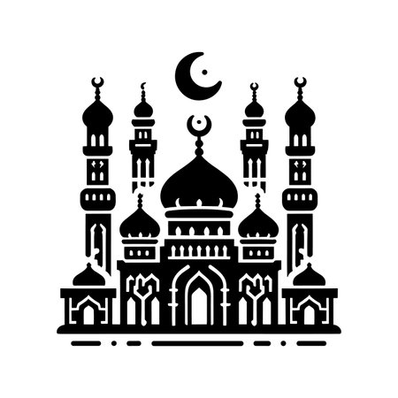 Mosque black icon, concept illustration, vector flat symbol, glyph sign.のイラスト素材