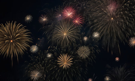 Beautiful colorful firework display for celebration happy new year and merry christmas.の素材