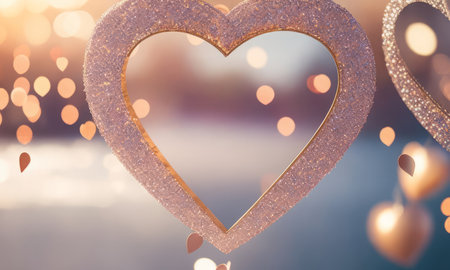 Heart shaped bokeh background, valentine's day conceptの素材