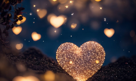 Valentine's day background with heart shape and bokeh lightsの素材