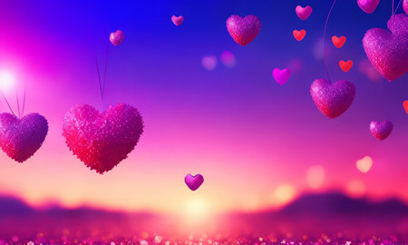 Valentine's Day background with hearts.の素材