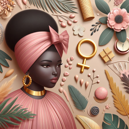 Woman in pink dress and accessoriesの素材