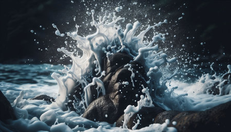 Beautiful splashes of water in the sea.の素材